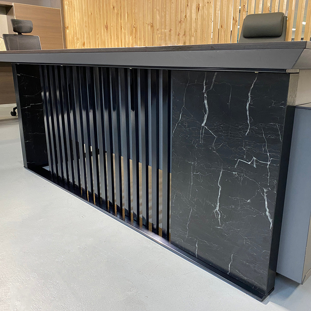 Premium MADEIRA Executive Desk 220cm with Left Return in Hazelnut & Grey - Modern Office Furniture for Home & Business Workspaces