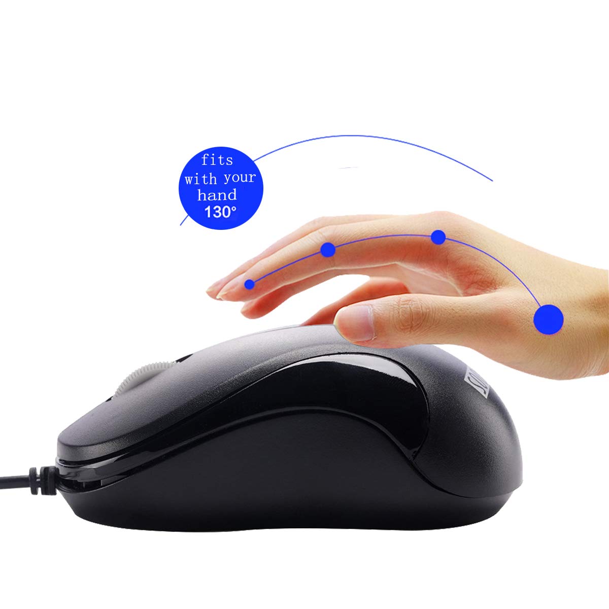 SOONGO 2 Pack USB Wired Mouse - Ergonomic Optical Computer Mice for PC, Laptop, Desktop - Black (Perfect for Office, Home & Gaming Use)