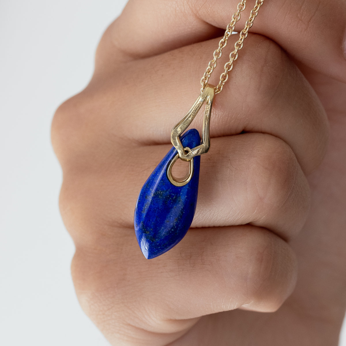 Lapis Lazuli Elongated Droplet Pendant Necklace - Blue Stone Jewelry for Women, Healing Crystal Gift for Meditation & Spiritual Protection