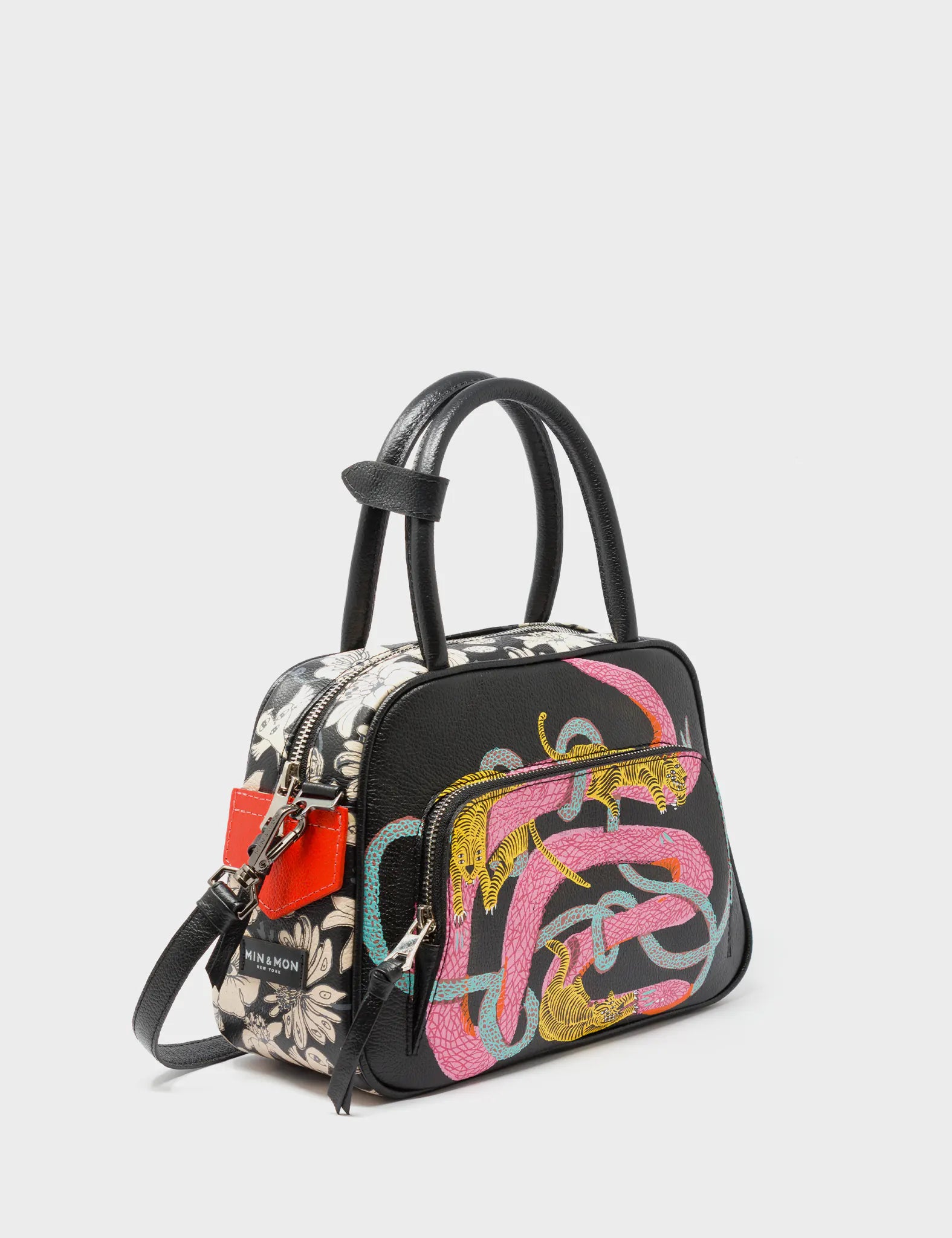 Marino Medium Crossbody Bag - Genuine Black Leather Handbag for Women with Tangle Tales Black Design | Perfect for Work, Travel & Everyday Use