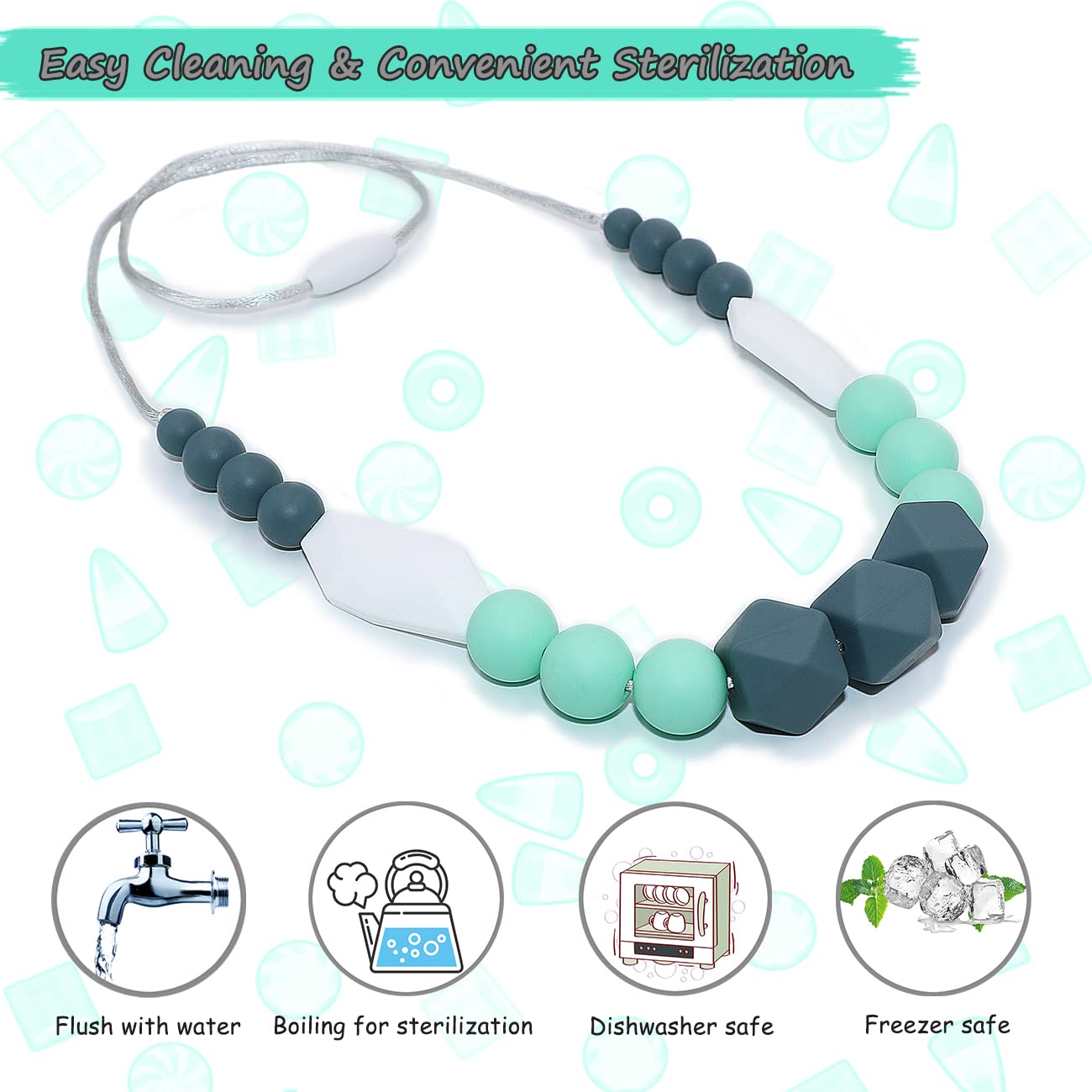 Sensory Chew Necklaces for Kids - Silicone Chewy Necklace Toys for Autism, Anxiety, ADHD & SPD Relief - Reduce Chewing, Biting & Fidgeting - Safe for Children & Adults - Perfect for School, Therapy & Home Use