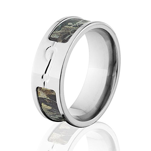 The Jewelry Source Titanium Camo Rings for Men - Fish Hook Style Wedding Band with Realtree Camouflage Design - Perfect for Outdoor Enthusiasts, Hunting, Fishing & Adventure Lovers