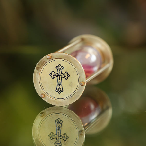 Vintage Brass 30 Minute Hourglass with Cross and Bible Verse - Perfect for Home Decor, Meditation Timer, and Christian Gifts