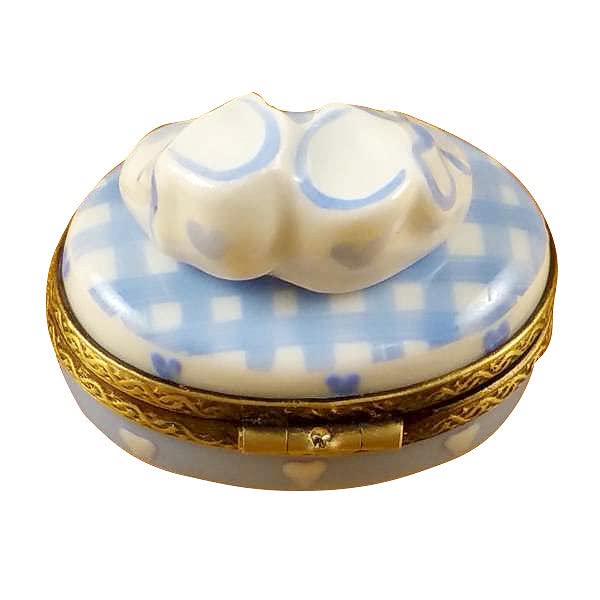 Rochard Limoges Box - Elegant Oval 'It's A Boy' Maternity Keepsake with Baby Shoes - Perfect Baby Shower Gift & Nursery Decor