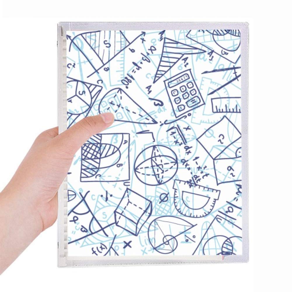 Blue Hand-Painted Math Ruler Calculator Design Refillable Notebook - School Supplies, Office Stationery & Journaling for Students, Teachers & Professionals