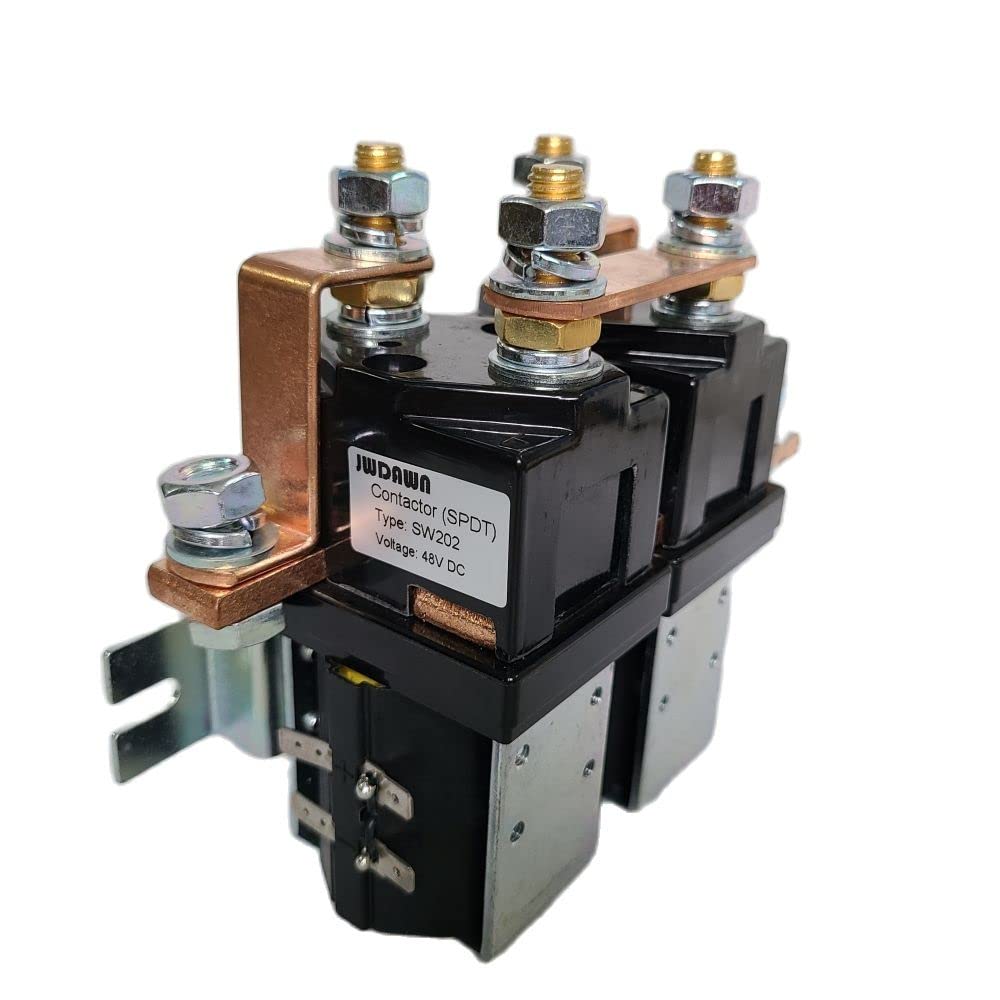 48V DC SPDT Motor Changeover Solenoid Relay Reverse Polarity Switch 400A Reversing Contactor - Replacement for Albright SW202 - Golf Cart, Electric Vehicle, Forklift & Material Handling Truck Accessories - Perfect for Motor Control, Battery Reversal & Heavy-Duty Applications