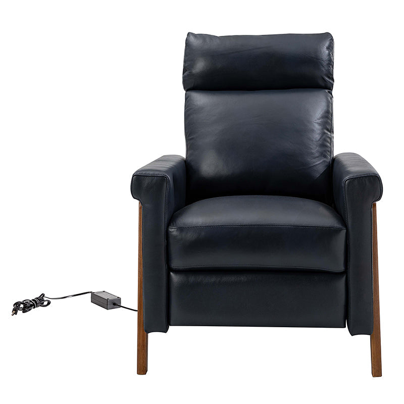 Premium Genuine Leather Power Recliner with Solid Wood Frame - Electric Massage Chair for Living Room, Home Theater & Office - Comfortable Modern Reclining Sofa with USB Charger