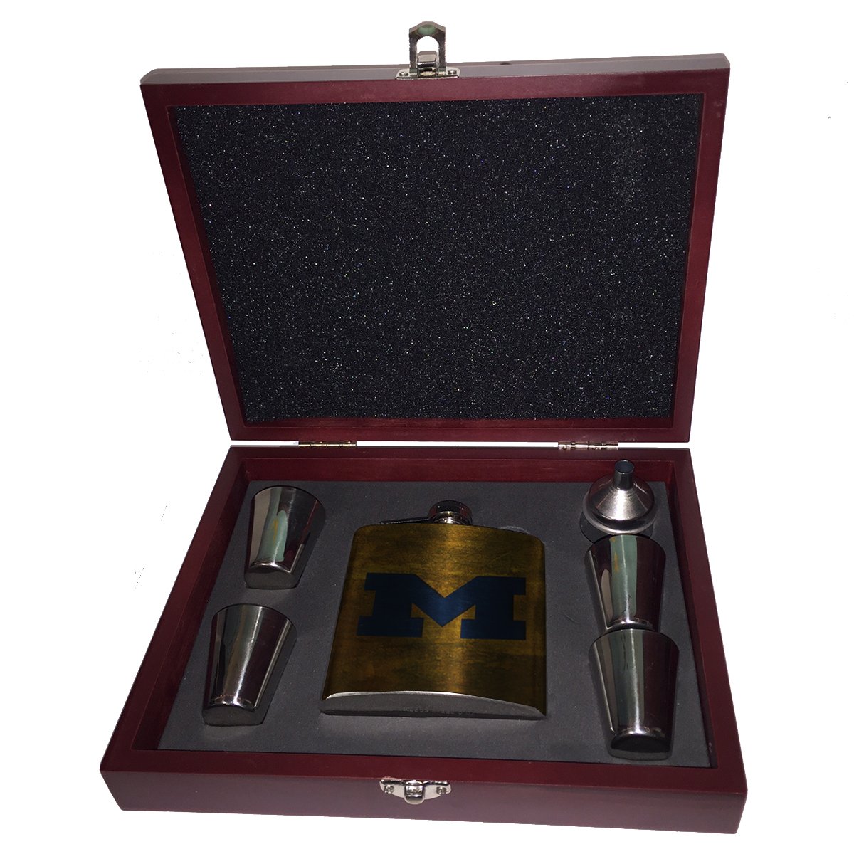 Premium Michigan-Themed Flask & Wooden Gift Box Set - Perfect for Whiskey, Bourbon, or Liquor Gifts - Great for Graduations, Birthdays & Anniversaries