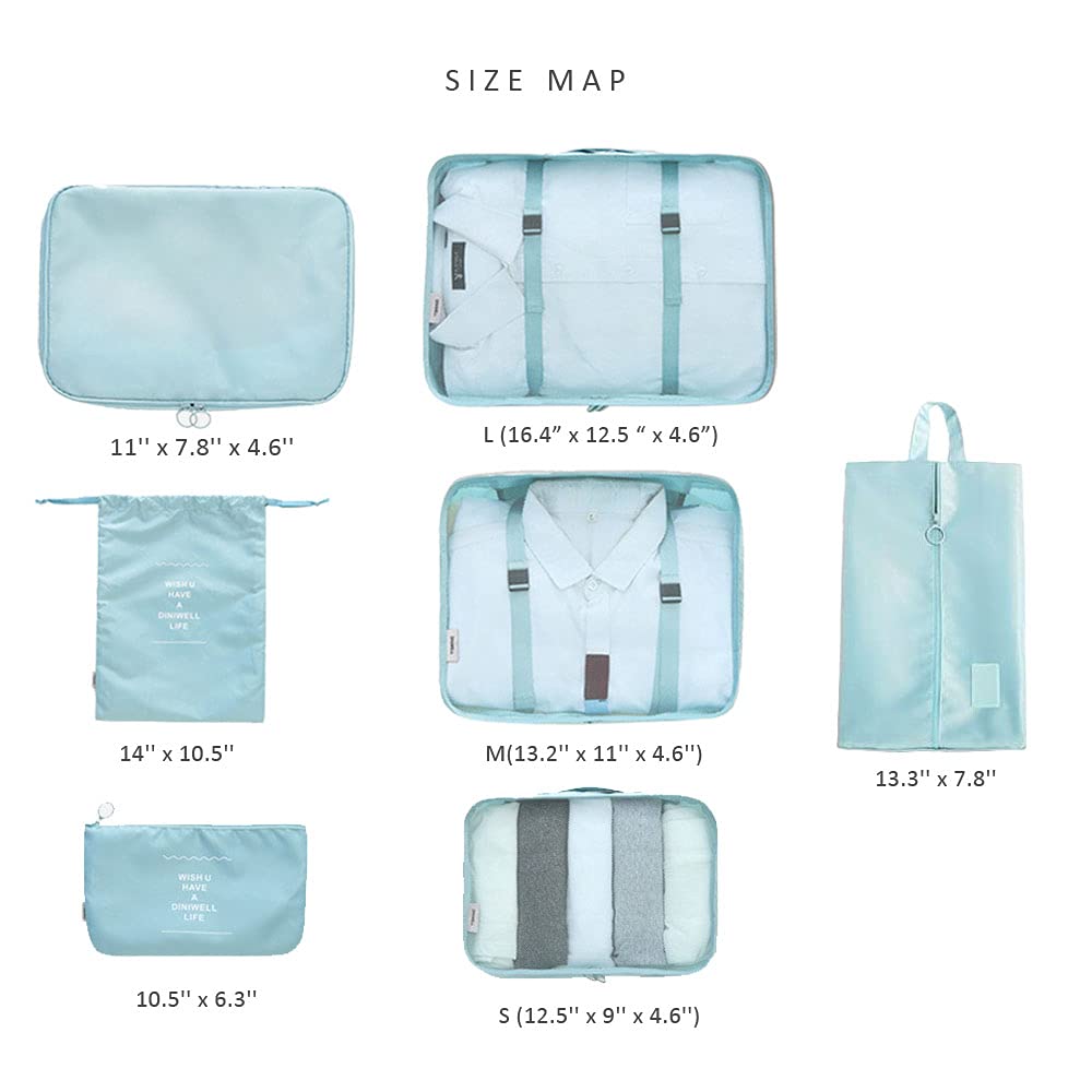 HiDay 7-Piece Packing Cubes Set - Travel Luggage Organizers for Suitcases & Daily Storage | Perfect for Business Trips, Vacations & Home Organization
