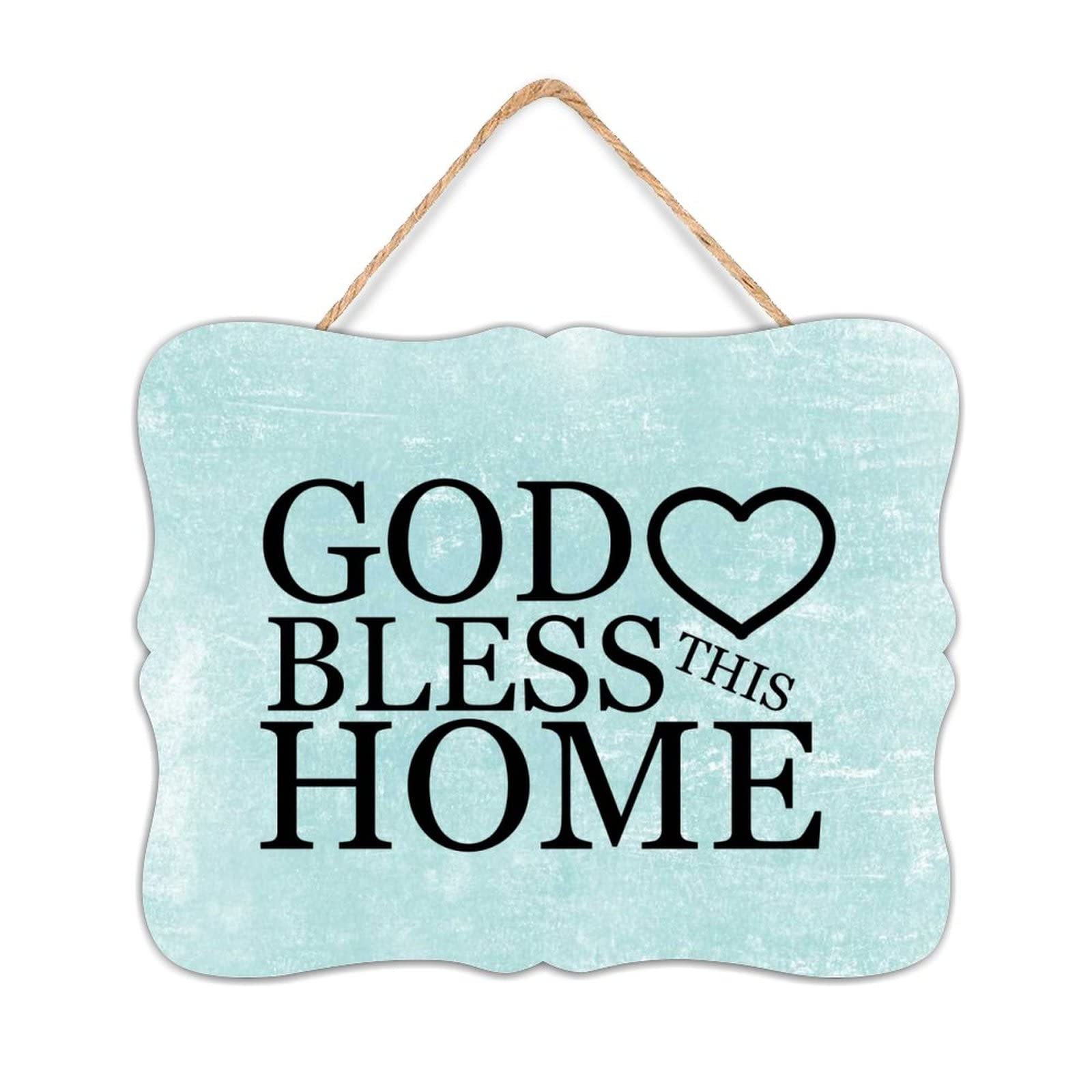 AtFlowerey 8x10 Inch Rustic Farmhouse Wooden Sign - God Bless This Home Wall Decor for Bedroom, Living Room, Bathroom | Perfect Housewarming Gift for Family & Friends | Cozy Home Decor for Christmas, Weddings & Farmhouse Style