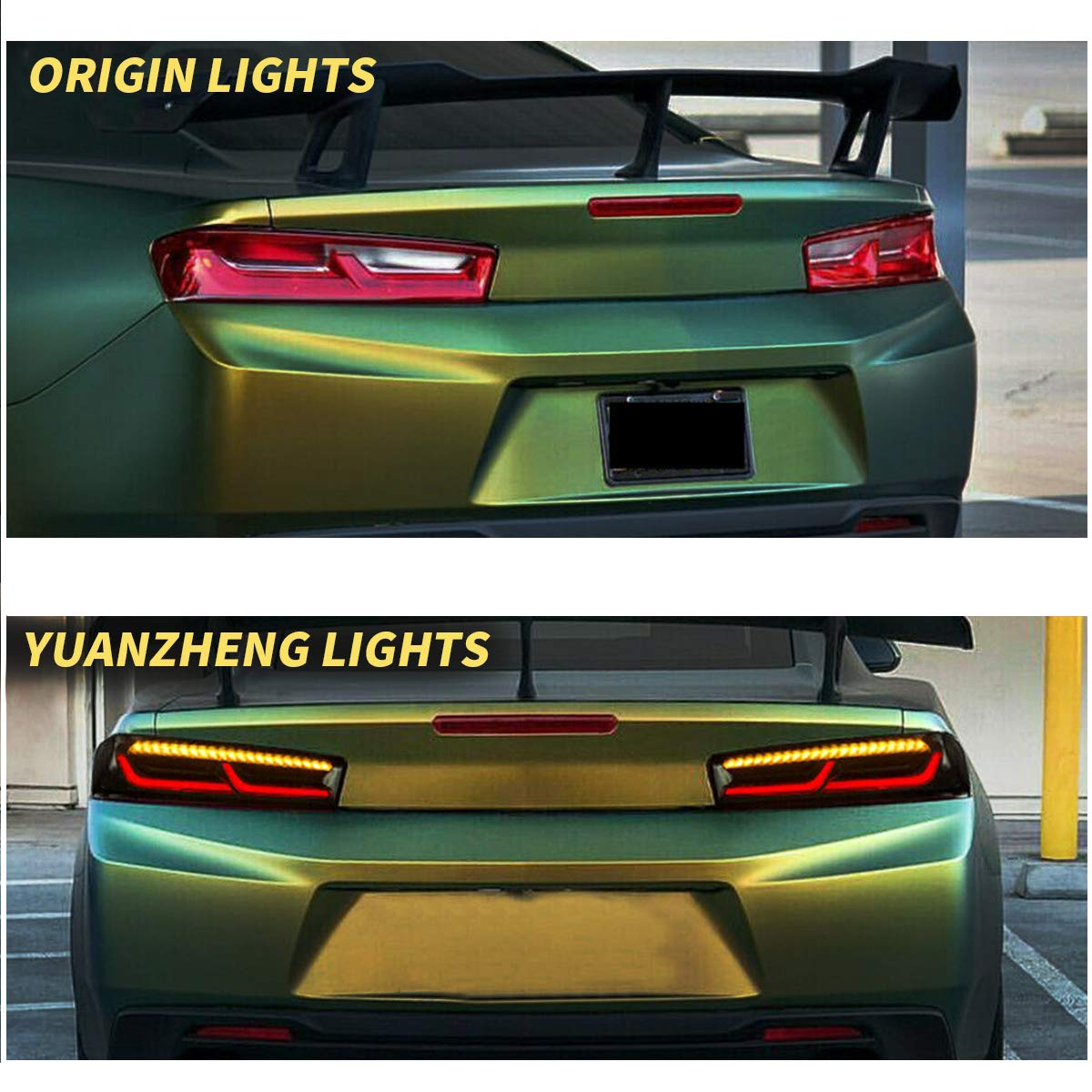 2016-2018 Chevy Camaro Coupe Full LED Tail Lights with Sequential Turn Signal & DRL - Smoked/Clear YAB-CMR-0278 | Upgrade for Enhanced Visibility & Style | Perfect for Night Driving & Car Shows
