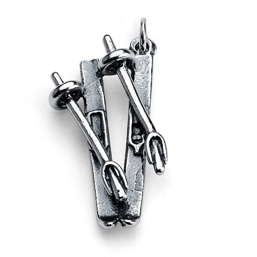 925 Sterling Silver Ski Charm Necklace for Winter Sports Lovers
