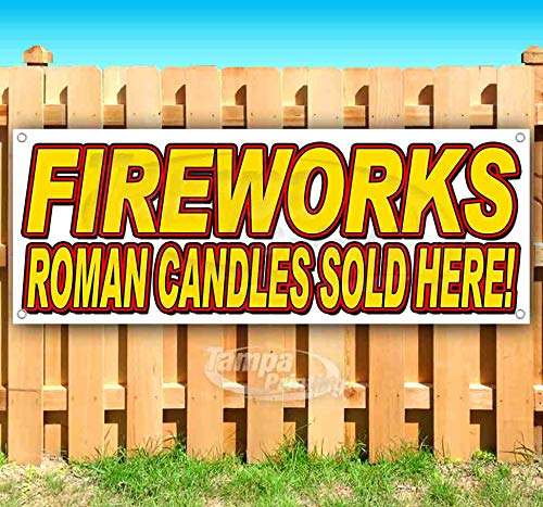 13 oz Heavy-Duty Vinyl Fireworks Candles Banner - Single-Sided with Metal Grommets | Non-Fabric | Perfect for Party Decorations, Store Displays & Special Events