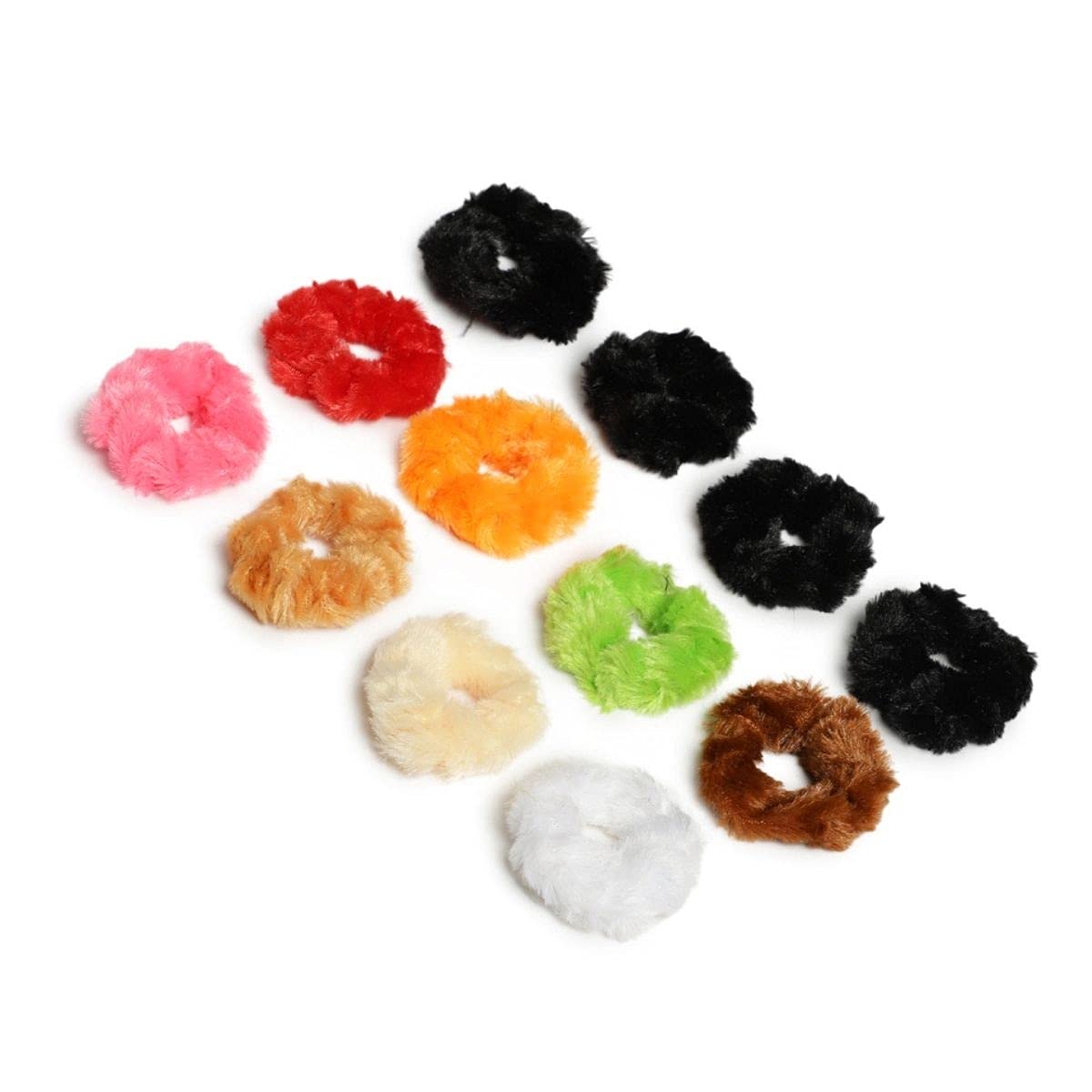 Accessher 12 Pcs Women's Hair Bands - Soft Fur & Silky Scrunchies, Stretchable Hair Ties for Women - Perfect for Workouts, Office, or Everyday Styling