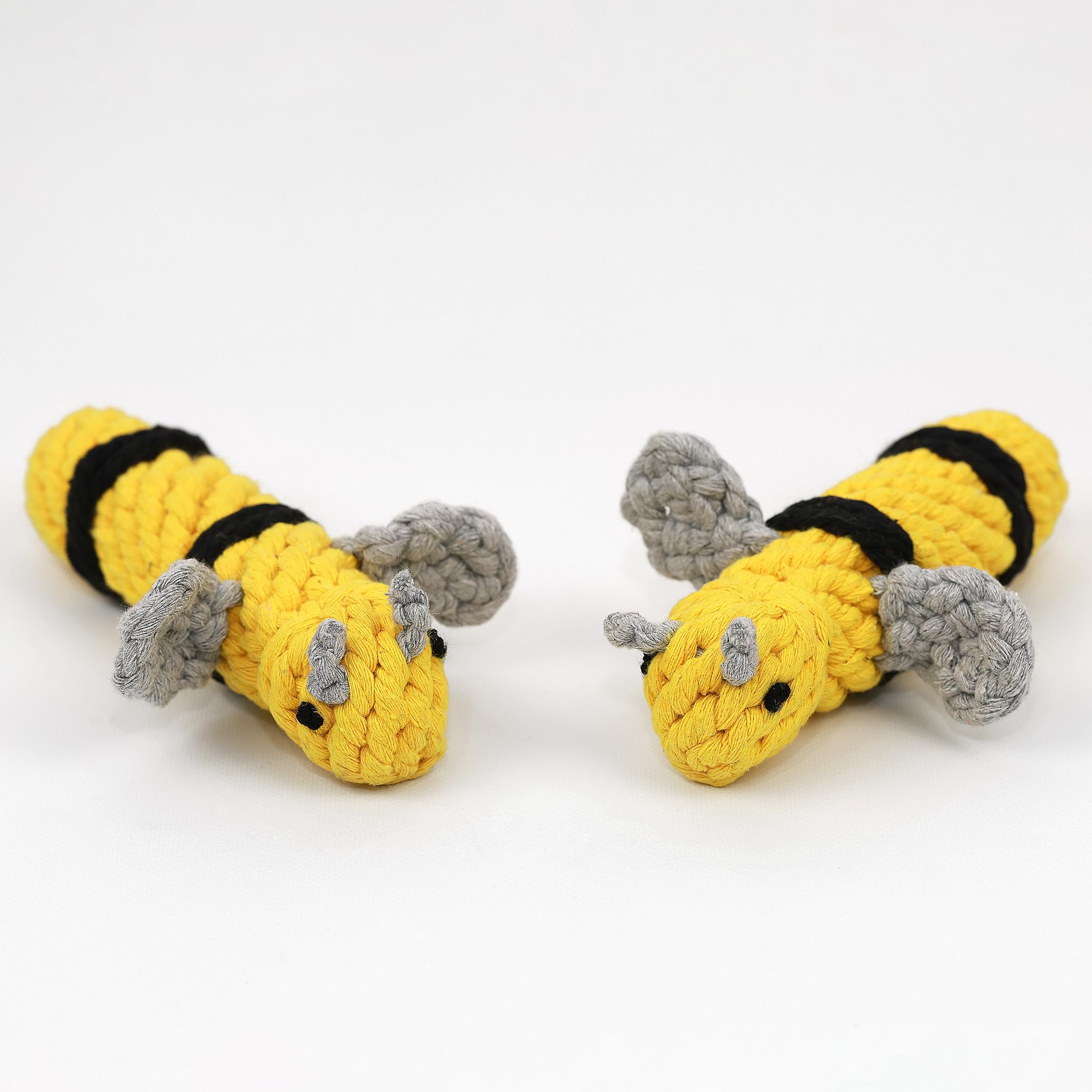 Queen the Bee Rope Toy - Handmade Sustainable Yellow Queen Bee Dog Chew Toy for Small & Large Dogs | Durable Pet Chewing Toy for Aggressive Chewers & Interactive Playtime