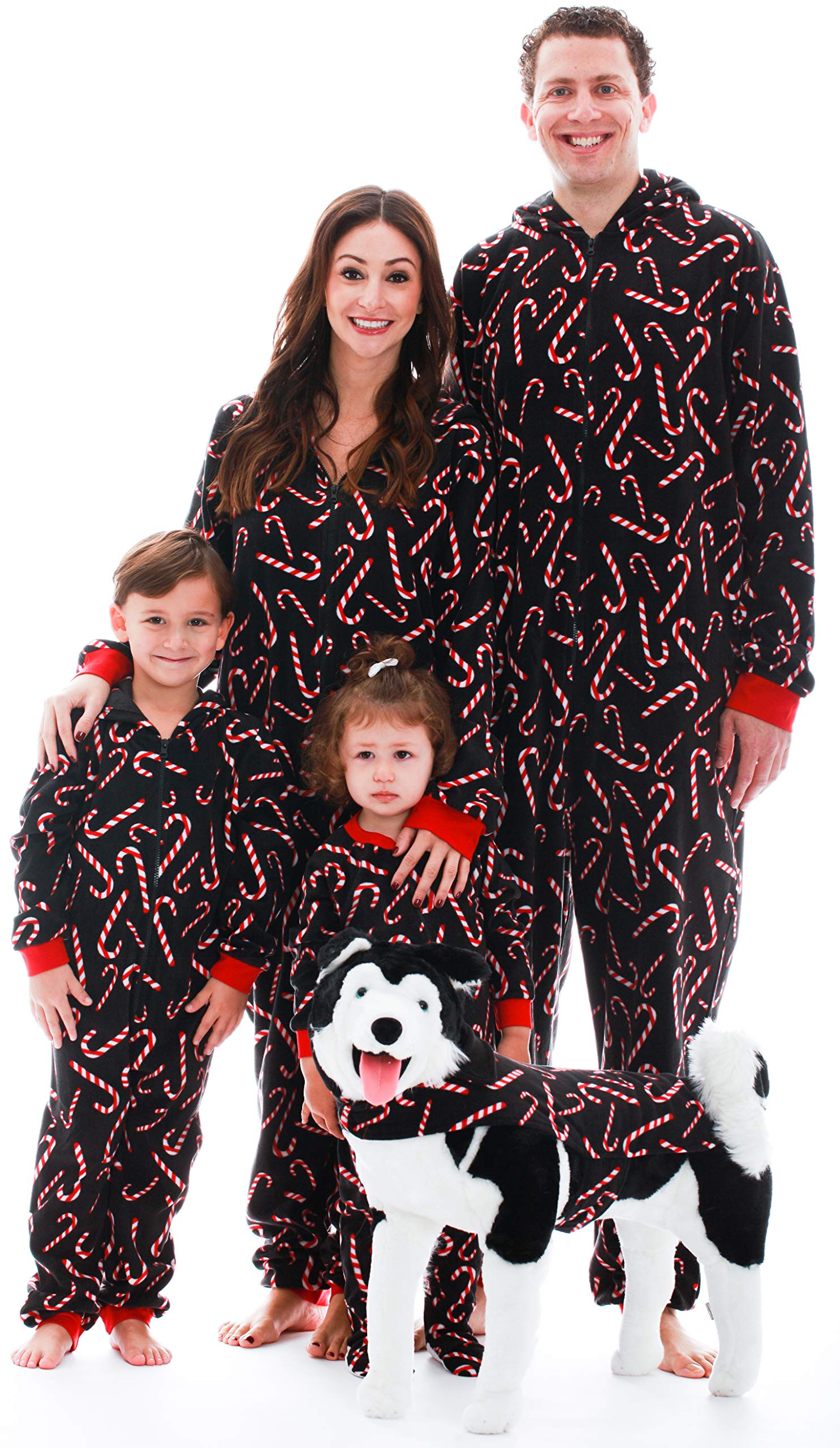 Candy Cane Matching Family Pajamas - Christmas Couples Onesies & Dog Pajama Set for Holiday Photos & Cozy Winter Nights