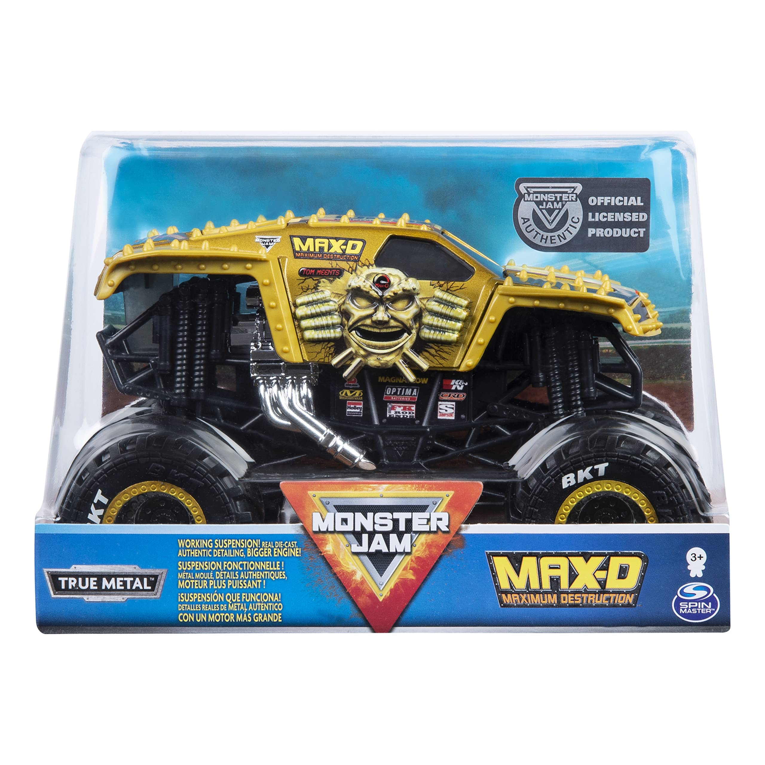 Official Max D Monster Truck Die-Cast Vehicle 1:24 Scale - Monster Jam Replica for Kids & Collectors - Perfect for Playtime, Display & Gifting