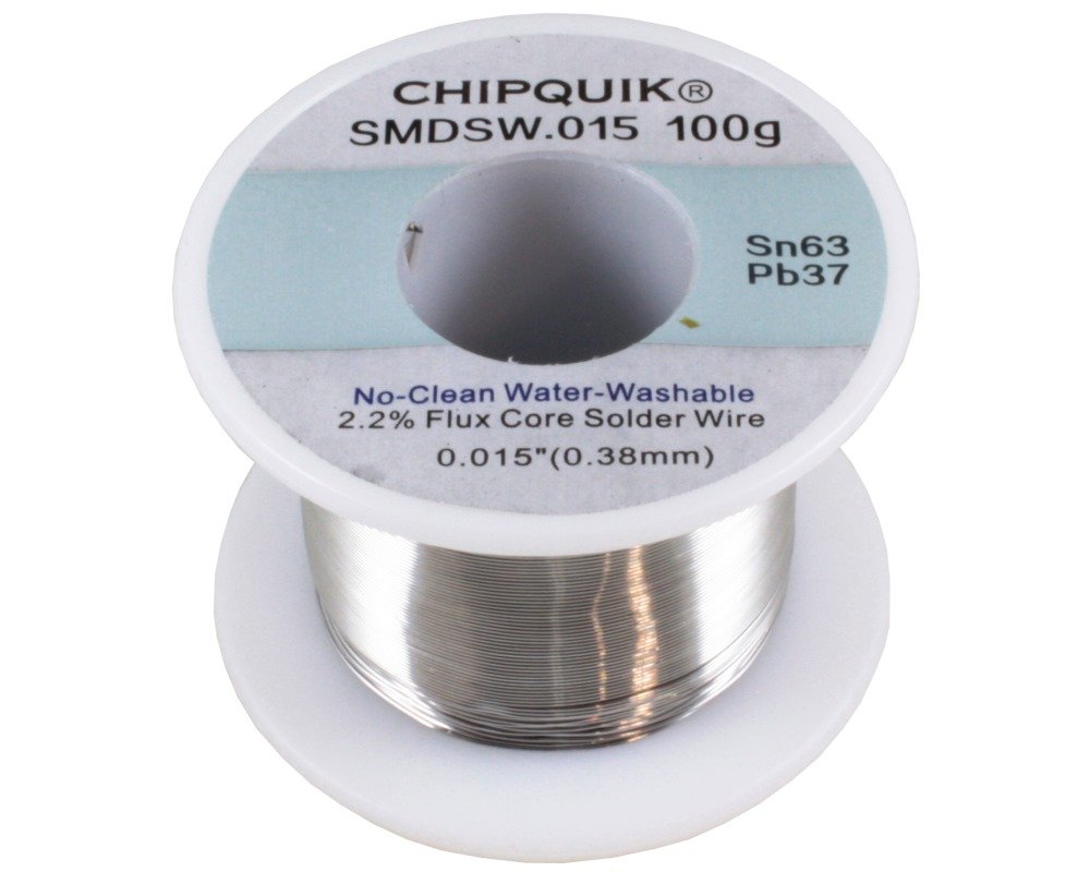 Chip Quik SMDSW.015 100g Solder Wire - 63/37 Tin/Lead No-Clean Ultra Thin Solder for Electronics Repair & PCB Soldering | Perfect for DIY Projects, Circuit Board Fixes & Small Component Work
