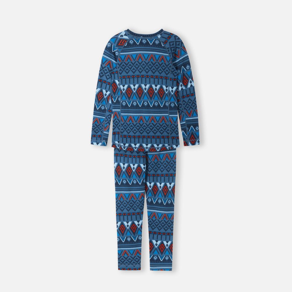 Reima Taitoa Merino Wool Thermal Underwear Set for Kids - Soft & Warm Winter Base Layer, Blue Ocean | Perfect for Outdoor Activities, Skiing & Cold Weather Adventures