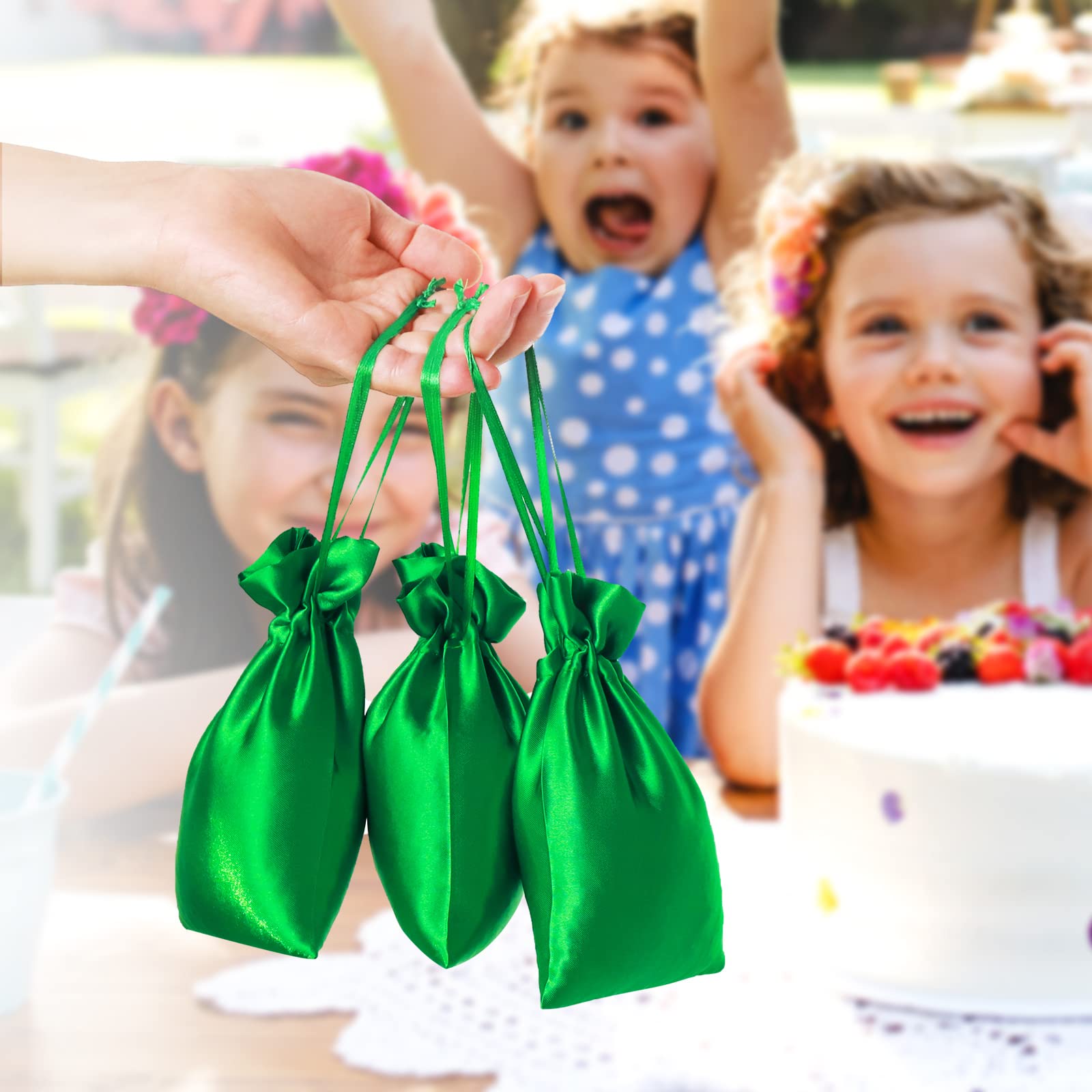 4x6 Inch Satin Drawstring Bags - Elegant Wedding Favor Pouches, Jewelry Gift Bags for Baby Shower, Christmas, Birthday & Party Favors (Green) | Perfect for Business Events, Bridal Accessories & Special Occasion Gifts