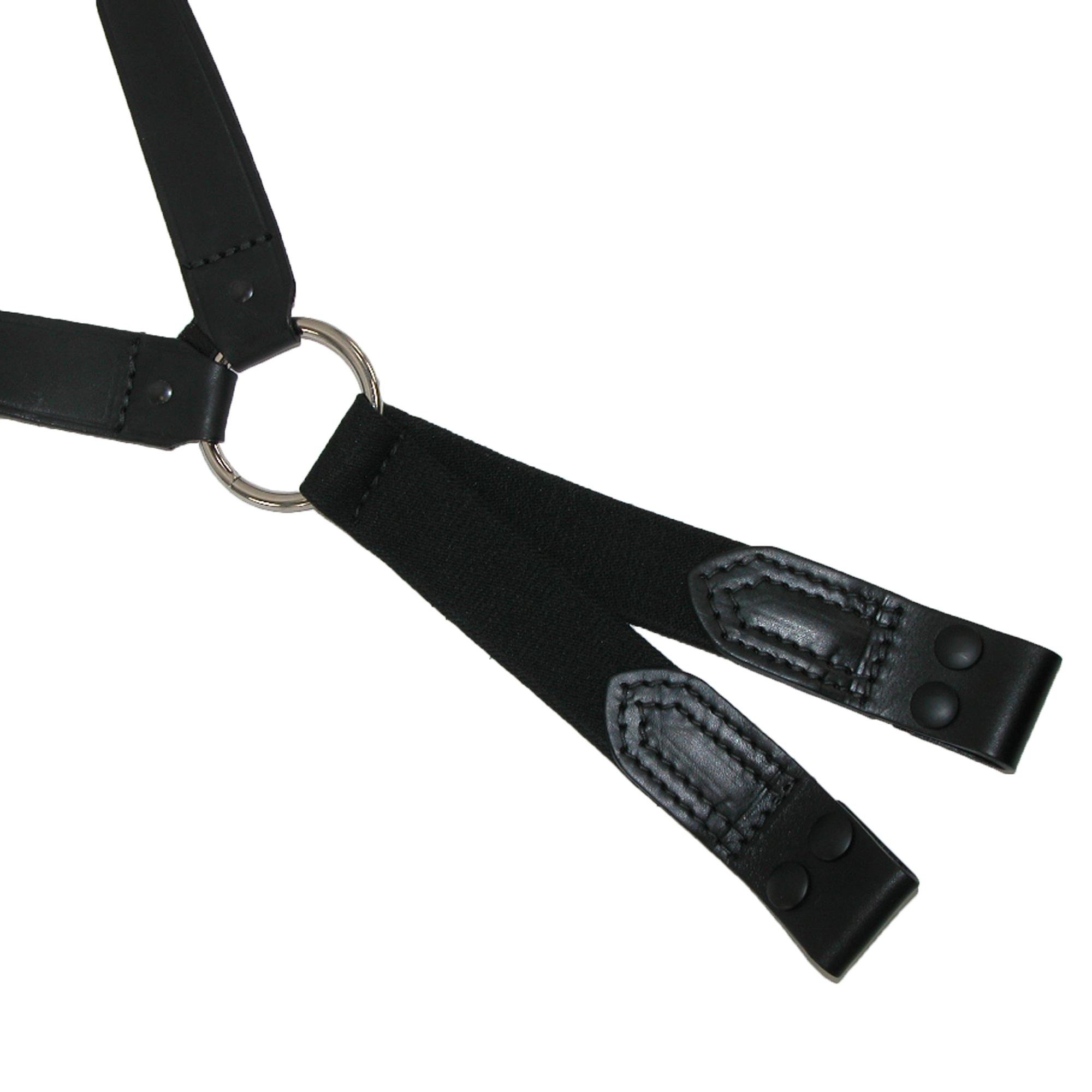 Boston Leather Fireman Work Suspenders with Loop Ends - Durable Black Leather Suspenders for Firefighters, Construction & Outdoor Work
