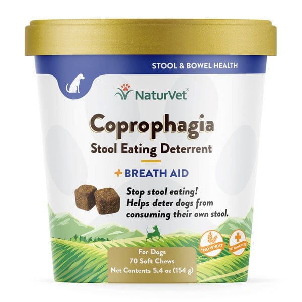 NaturVet Coprophagia Stool Eating Deterrent & Breath Aid Soft Chews for Dogs - Stops Poop Eating & Freshens Breath for Puppies & Adult Dogs at Home or Outdoors