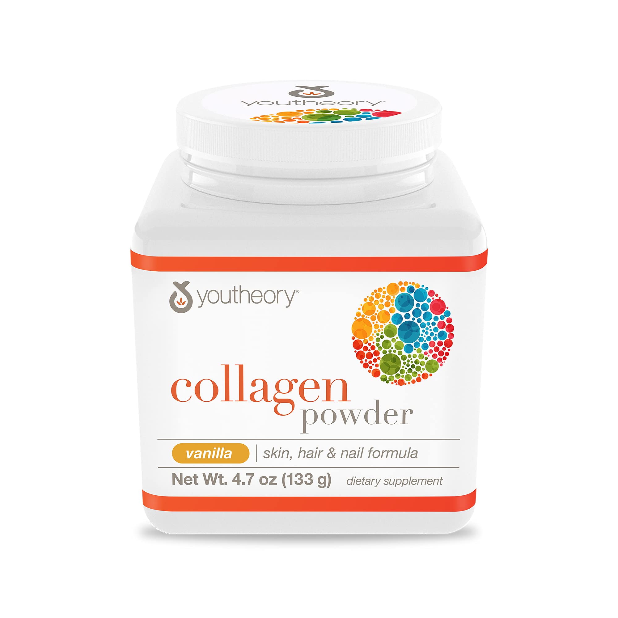 Youtheory Vanilla Collagen Powder with Biotin for Hair, Skin & Nails - 4.7 Oz (133g) Dietary Supplement - Supports Healthy Hair Growth & Skin Elasticity - Perfect for Smoothies, Coffee & Post-Workout Recovery