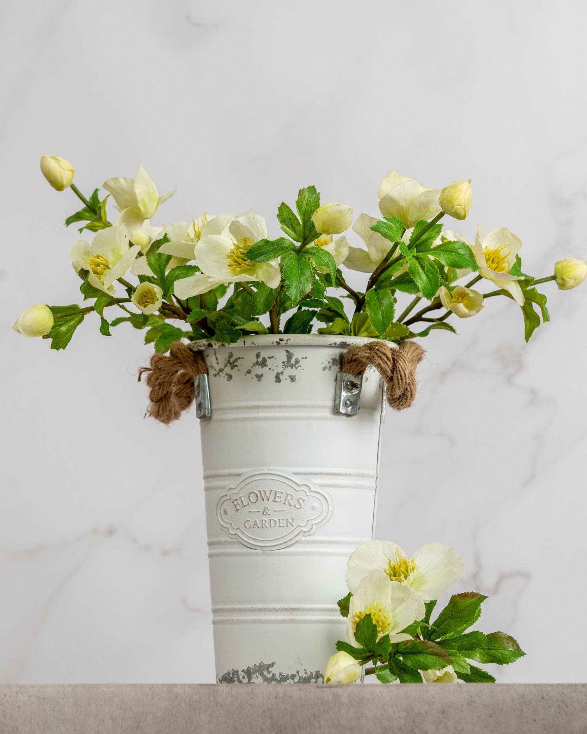 Artificial White Hellebore Flowers - 18 Stems Fake Hellebores for Home Decor, Wedding Centerpieces, and Floral Arrangements