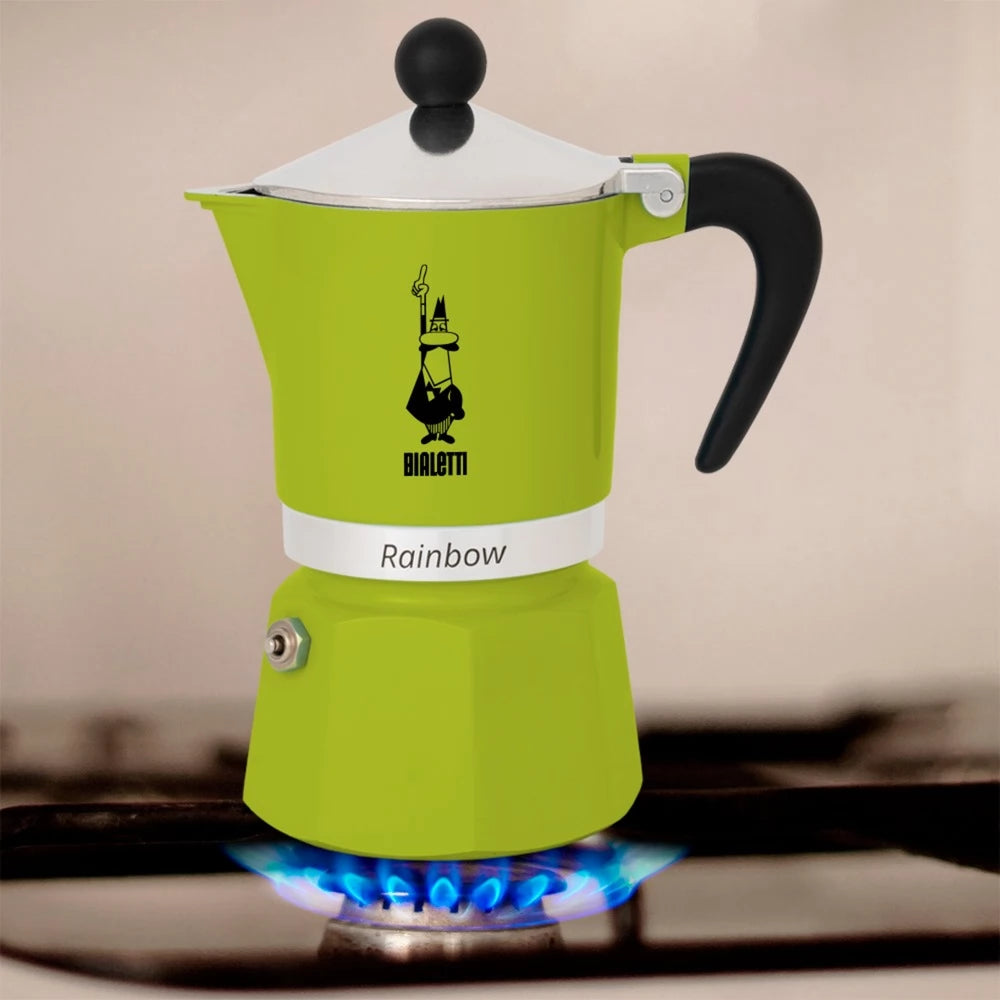 Bialetti Rainbow Moka Express 3 Cup Stovetop Espresso Maker - Italian Coffee Machine for Home & Office - Perfect for Espresso, Latte & Cappuccino Lovers