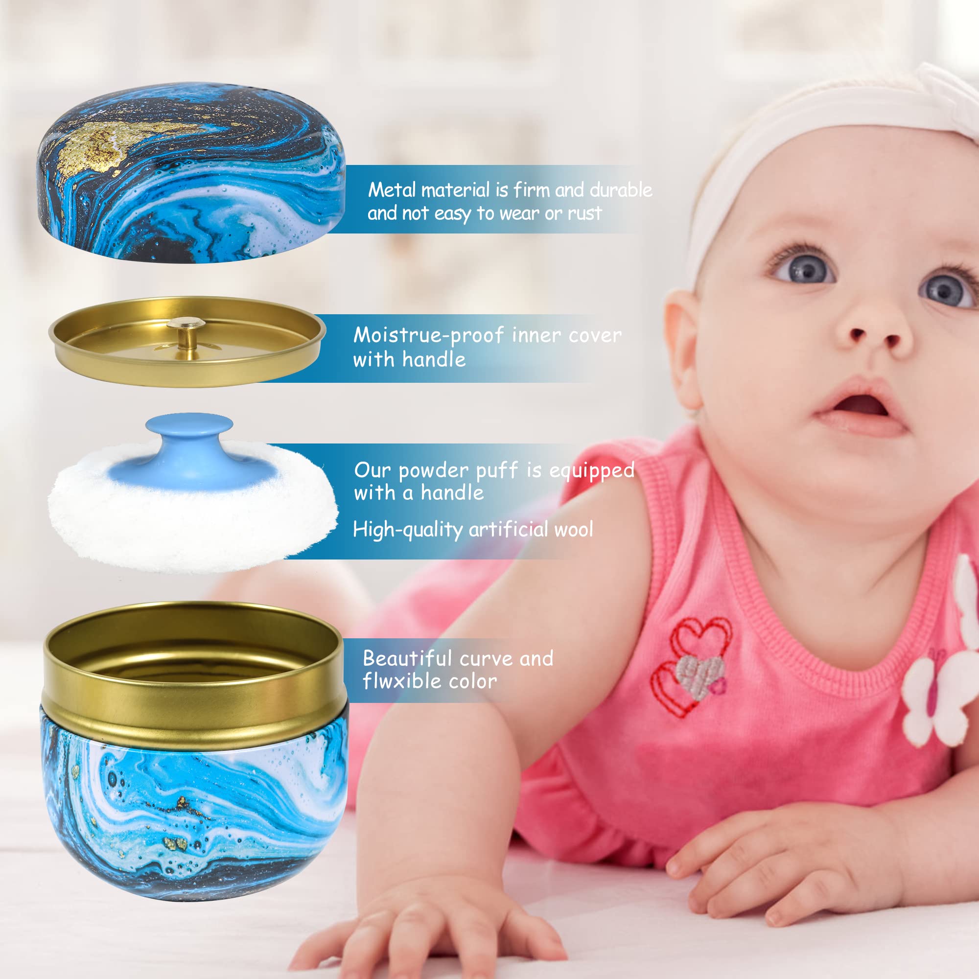 WEMEGA Portable Body Powder Case with Soft Powder Puff - Compact Travel Powder Container for Women & Baby Care - Perfect for Diaper Bags, Gym Essentials and On-the-Go Touch Ups (Starry Sky Design)