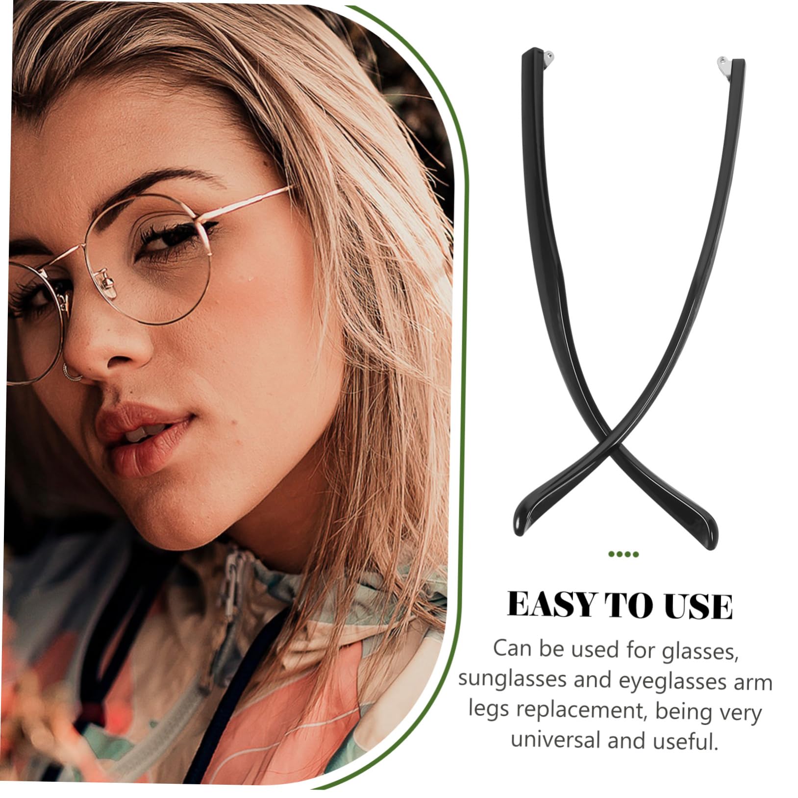 BUTIFULSIC 1 Pair Glasses Temple Tips - Replacement Arms & Repair Kit for Eyeglass Frames - Comfortable Nose Pads for Reading, Computer & Driving Glasses (Black)
