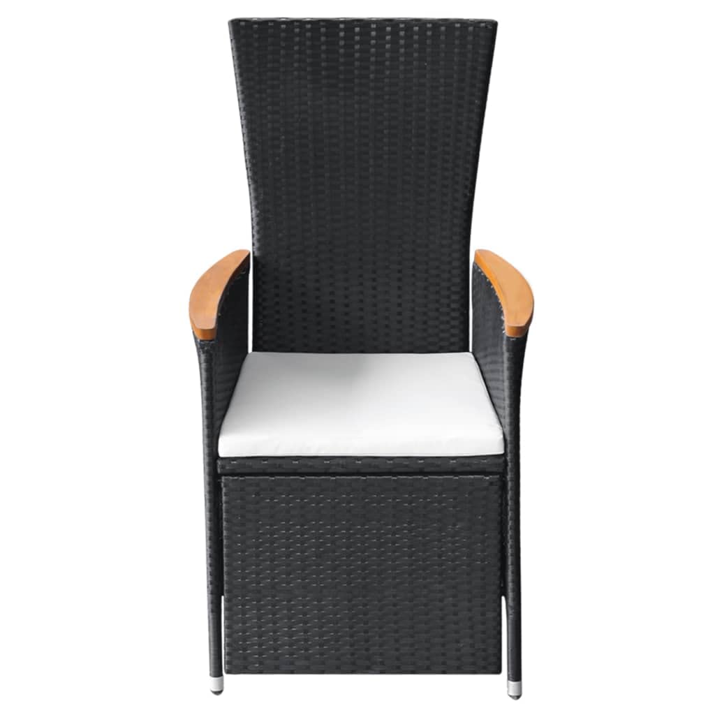 2-Piece Black Poly Rattan Reclining Patio Chairs Set with Cushions - Outdoor Lounge Chairs for Garden, Lawn, Deck, Backyard, Poolside & Balcony - Perfect for Relaxing, Sunbathing and Entertaining Guests