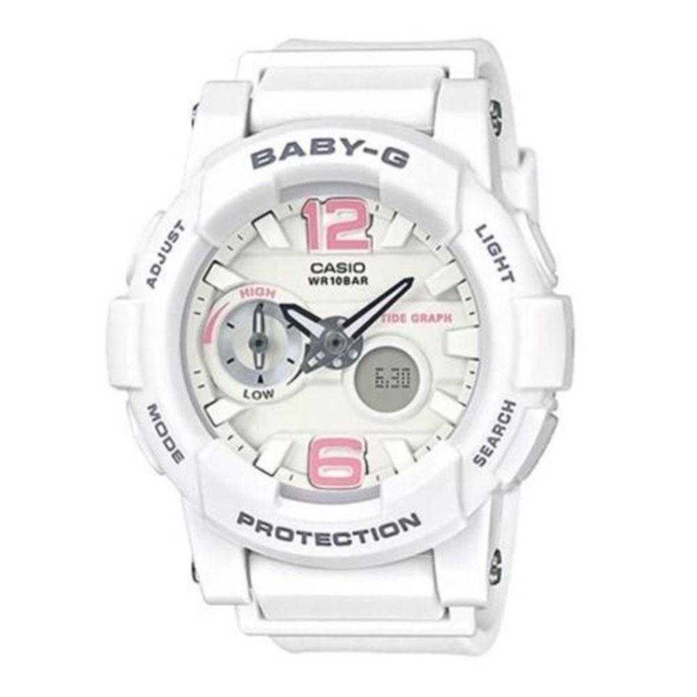 CASIO BABY-G BGA-180BE-7BDR Digital Quartz Women's Watch - White Resin Band, Shock Resistant, Water Resistant - Perfect for Sports, Outdoor Activities & Everyday Wear