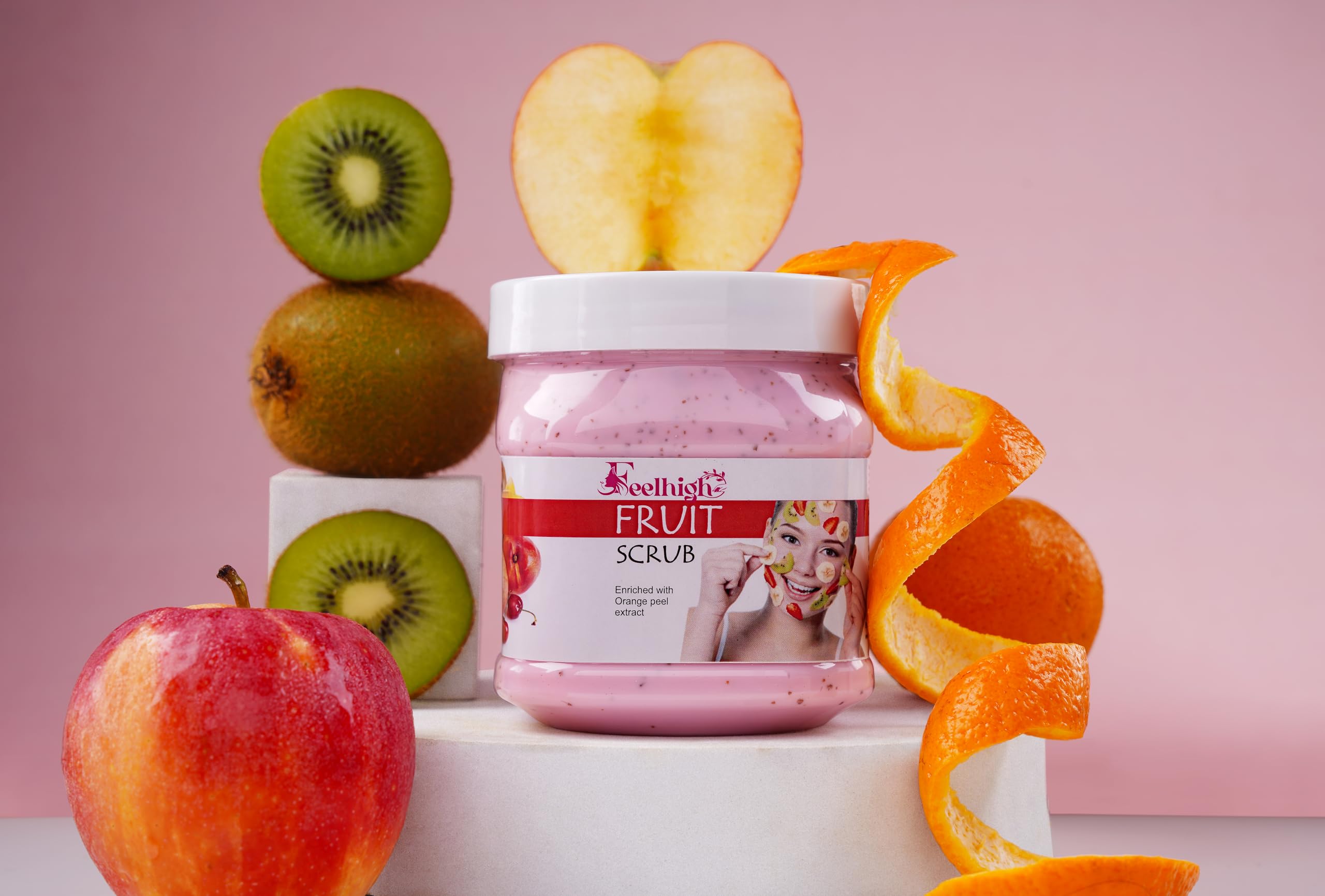Feelhigh Exfoliating Face & Body Scrub with Diamond Mask Set - Natural Fruit Extract Skincare for Glowing Skin | Perfect for Spa Day & At-Home Self Care Routine