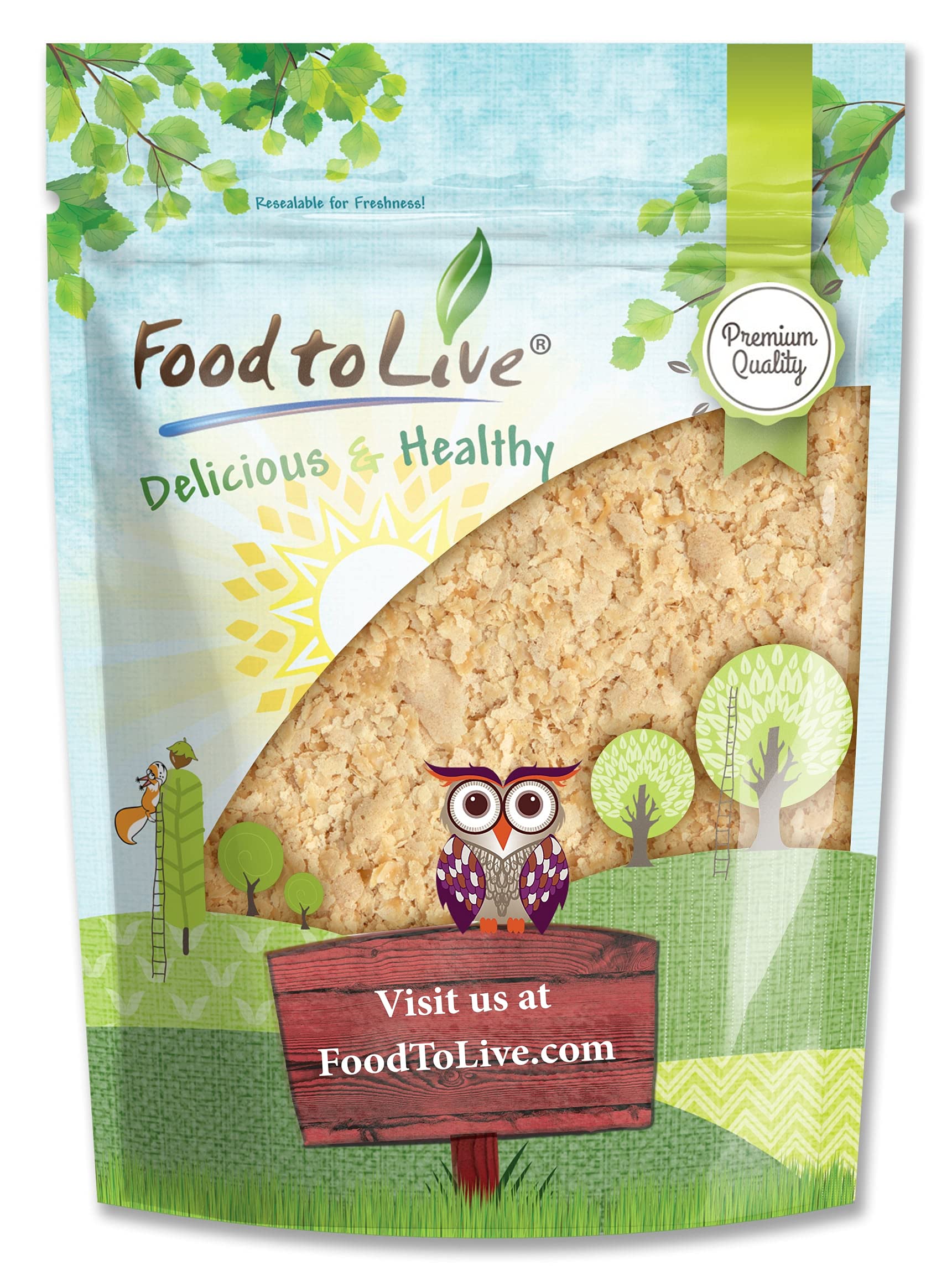 Food to Live Nutritional Yeast Flakes - 12oz Fortified Large Flakes | Vegan, Unsweetened, Inactive | High in Protein & Vitamins | Perfect for Baking, Vegan Cheese, Sauces & Salad Toppings | Bulk Pantry Staple for Healthy Cooking
