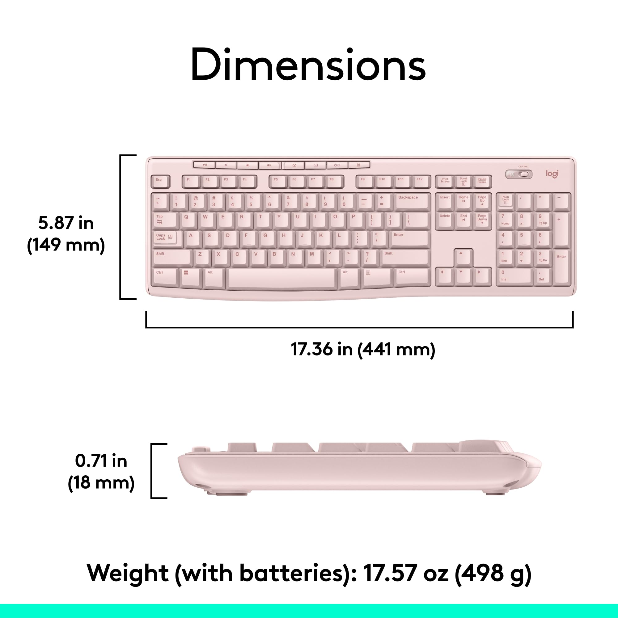 Logitech MK270 Wireless Keyboard and Mouse Combo for Windows PC & Laptop - 2.4GHz Wireless, Compact Design, 8 Multimedia Keys, 2-Year Battery Life (Rose) - Perfect for Home Office, Gaming & Remote Work