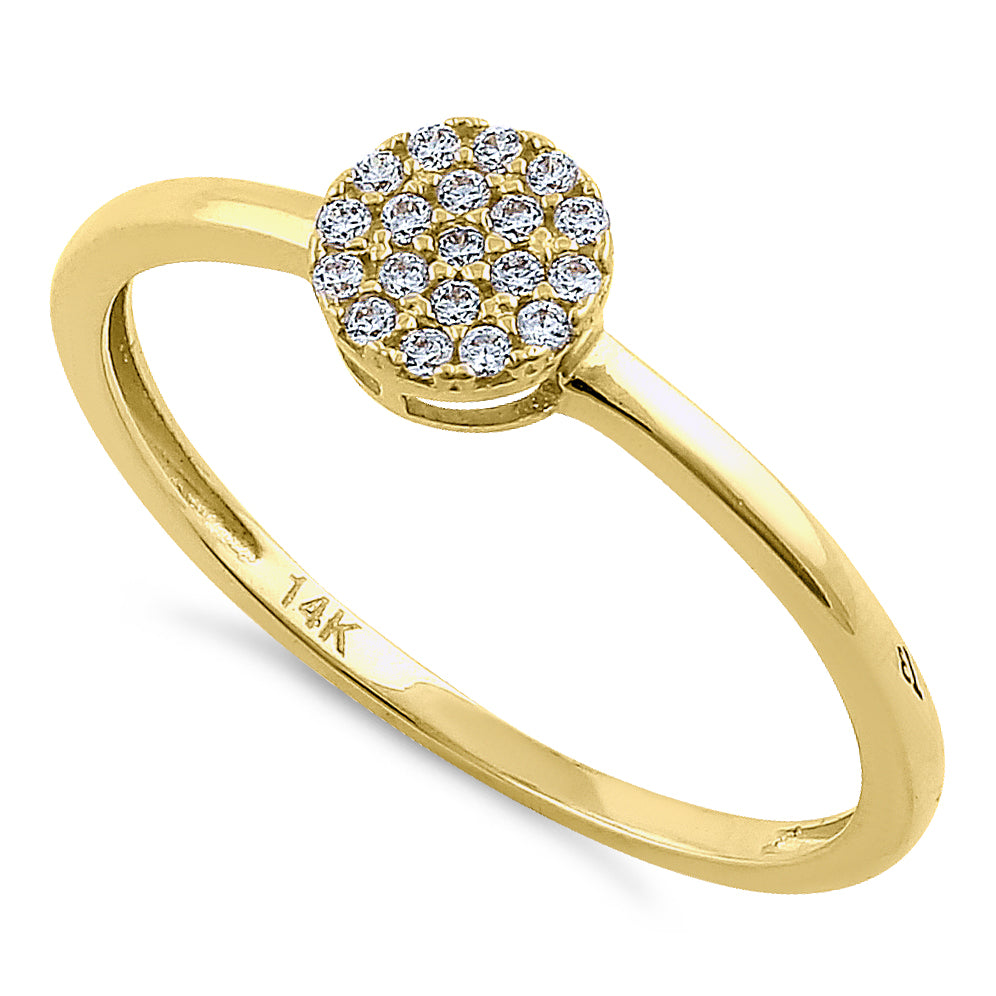 14K Solid Yellow Gold Round Cluster CZ Ring for Women - Elegant Cubic Zirconia Statement Jewelry for Parties, Weddings & Special Occasions
