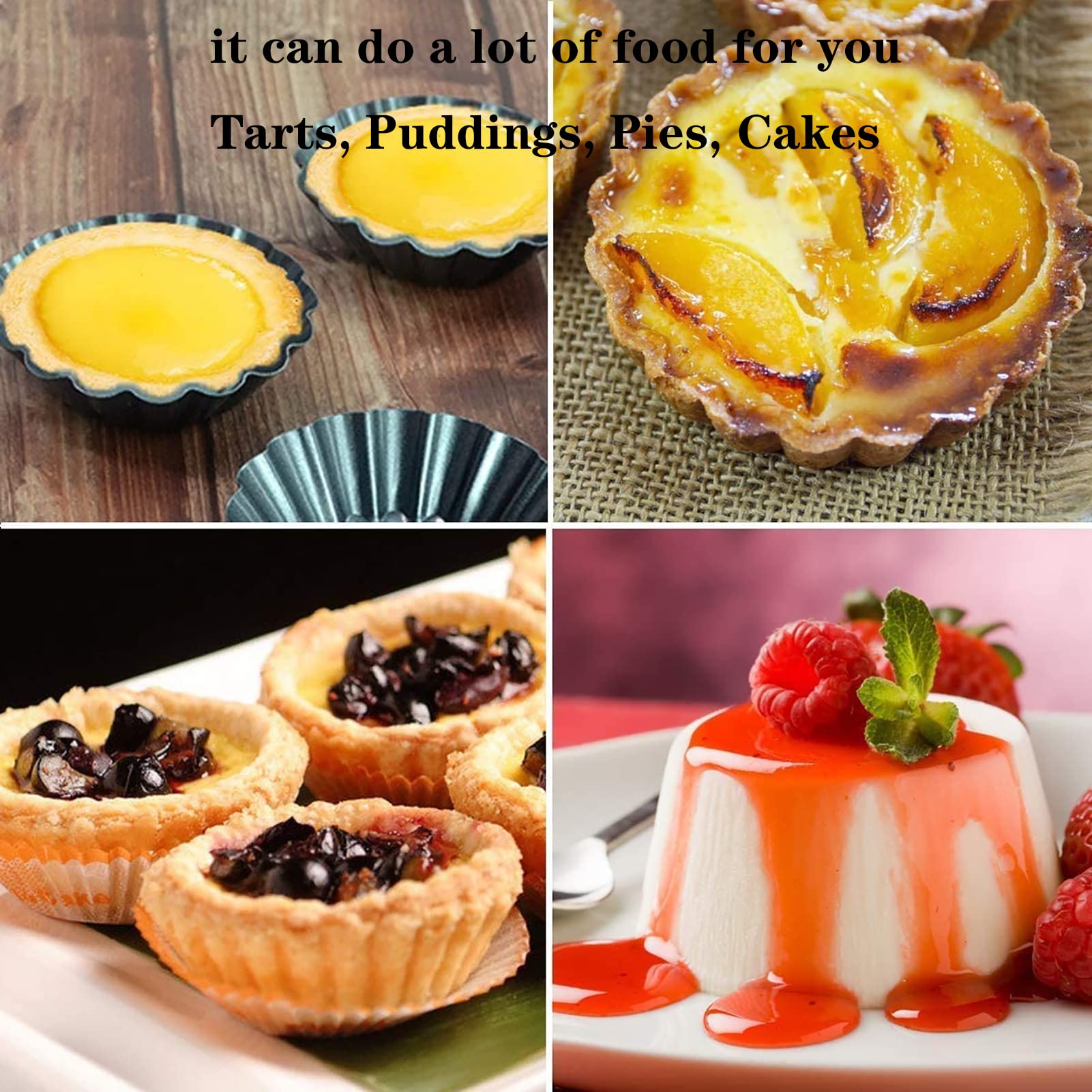 12-Piece Non-Stick Mini Egg Tart Molds Set - 3 Inch Top, 1.7 Inch Bottom, 0.9 Inch Height - Carbon Steel Reusable Baking Pans for Perfect Tarts, Pies & Desserts - Ideal for Home Baking, Tea Parties & Holiday Treats