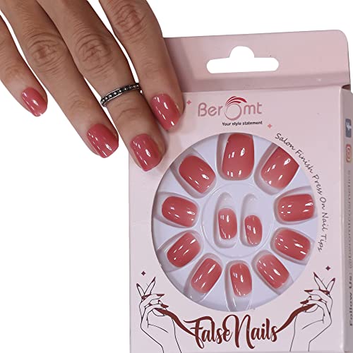 Beromt Press On Nails - Short Square Fake Nails Set for Women | Matte Finish Acrylic False Nails | Professional Manicure | Perfect for Parties, Weddings & Everyday Wear - BFN360PSN