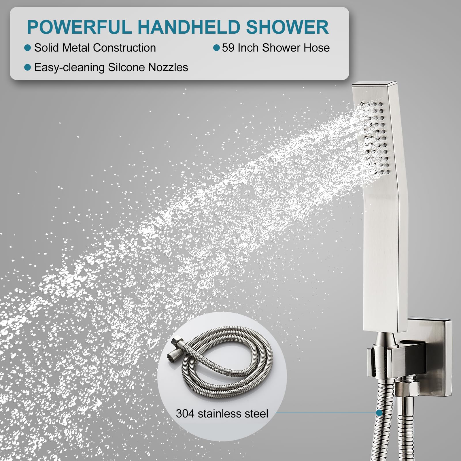 ROVATE 10 Inch Brushed Nickel Shower Faucet Set - 3-Function Bathroom Shower System with High Pressure Rainfall Shower Head, Handheld Spray & Tub Spout - Perfect for Modern Bathroom Renovations & Spa-Like Shower Experience