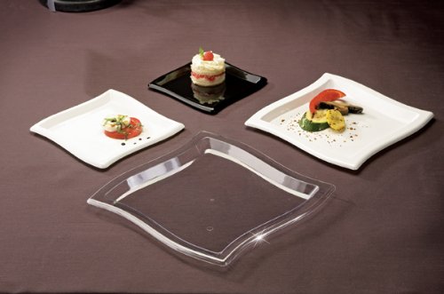 Koyal 6.5-Inch Square Waves Salad Plates - Set of 120 White Porcelain Appetizer Dishes - Perfect for Restaurants, Catering, Weddings & Party Decor