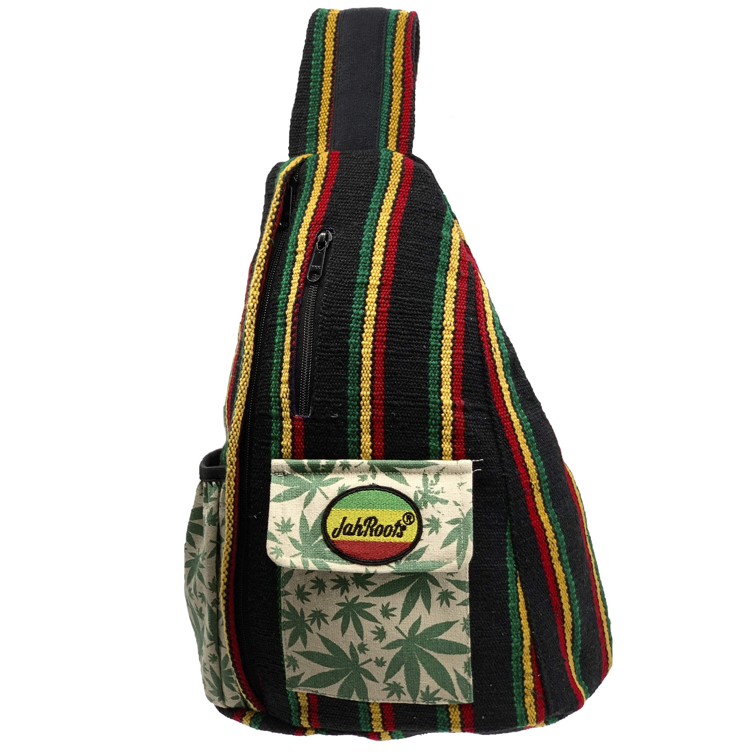 Rasta Stripe Crossbody Sling Backpack for Men & Women - Lightweight Travel Bag with Adjustable Strap, Water Resistant Black Sling Pack for Hiking, Gym, Work & Daily Use