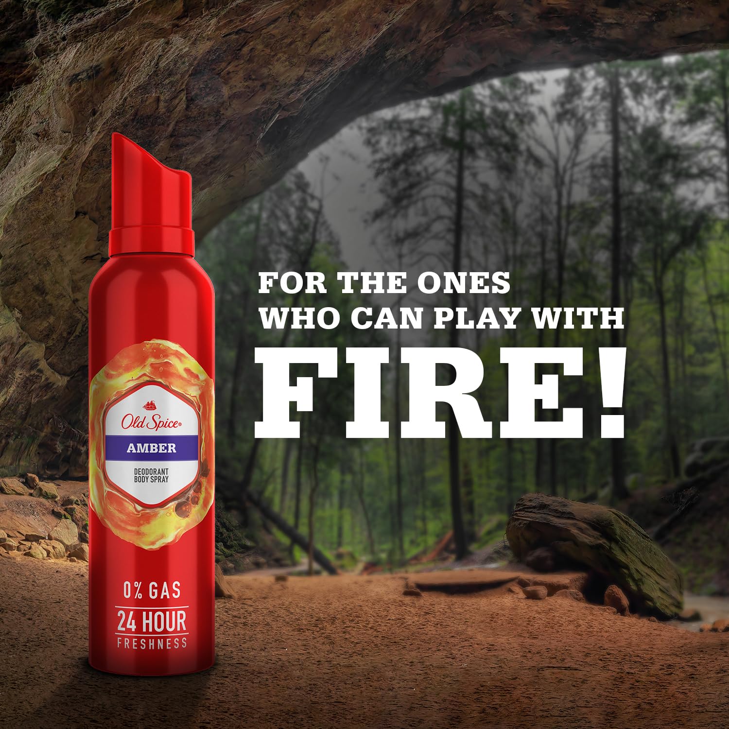 Old Spice Amber No Gas 24-Hour Long-Lasting Freshness Deodorant & Body Spray for Men, 140ml - Perfect for Gym, Work & Everyday Use