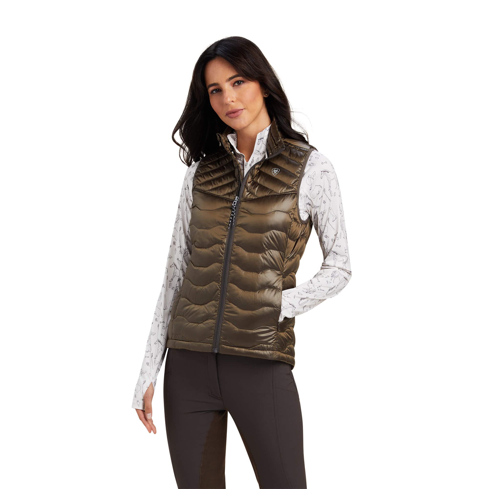 Ariat Women's Ideal Down Vest - Iridescent Banyan Bark (Size Small) | Lightweight Warm Puffer Jacket for Outdoor Hiking, Camping & Winter Fashion