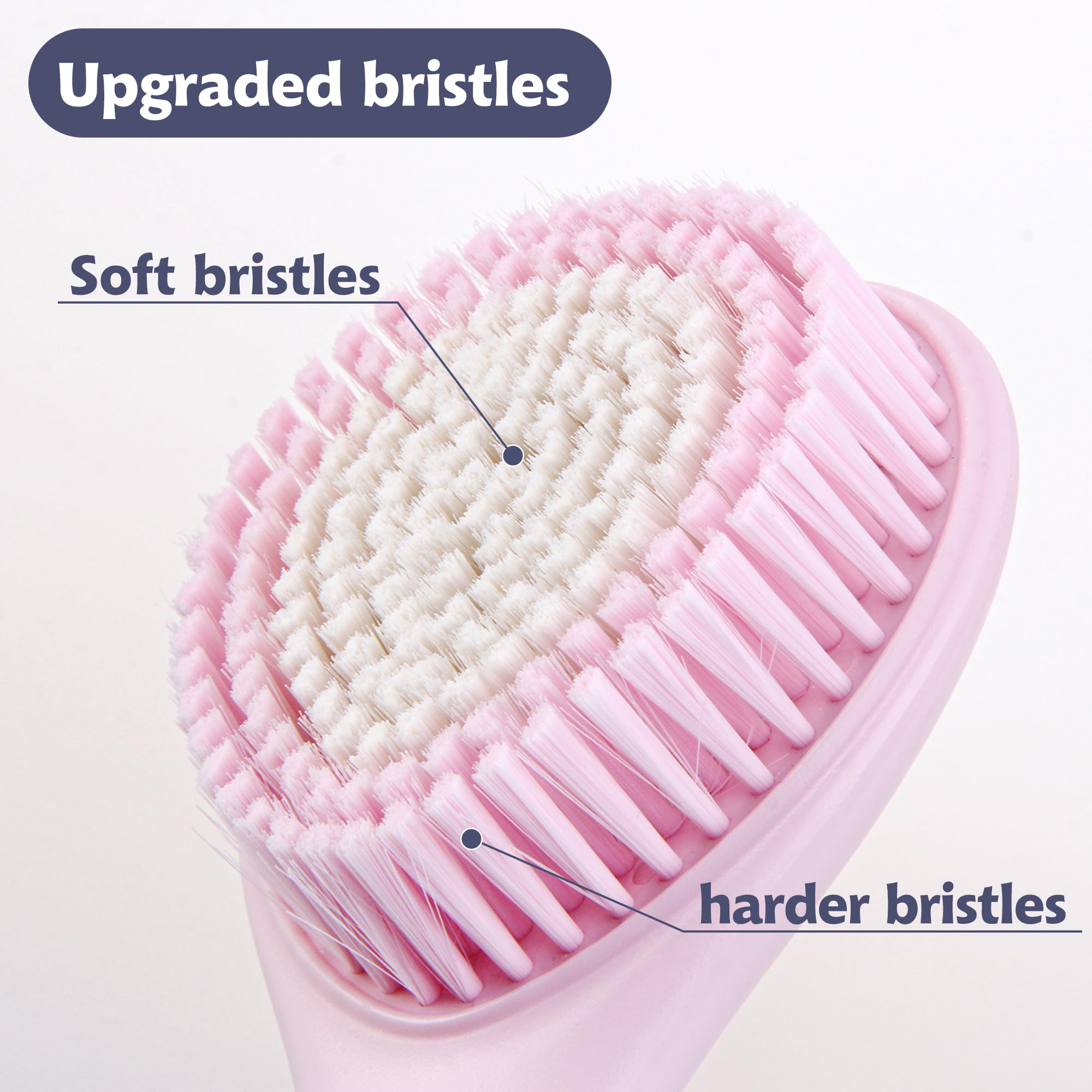 BEDELITE Long Handle Back Brush - Soft Exfoliating Shower Brush for Men & Women, Pink - Perfect for Deep Cleaning & Skin Care