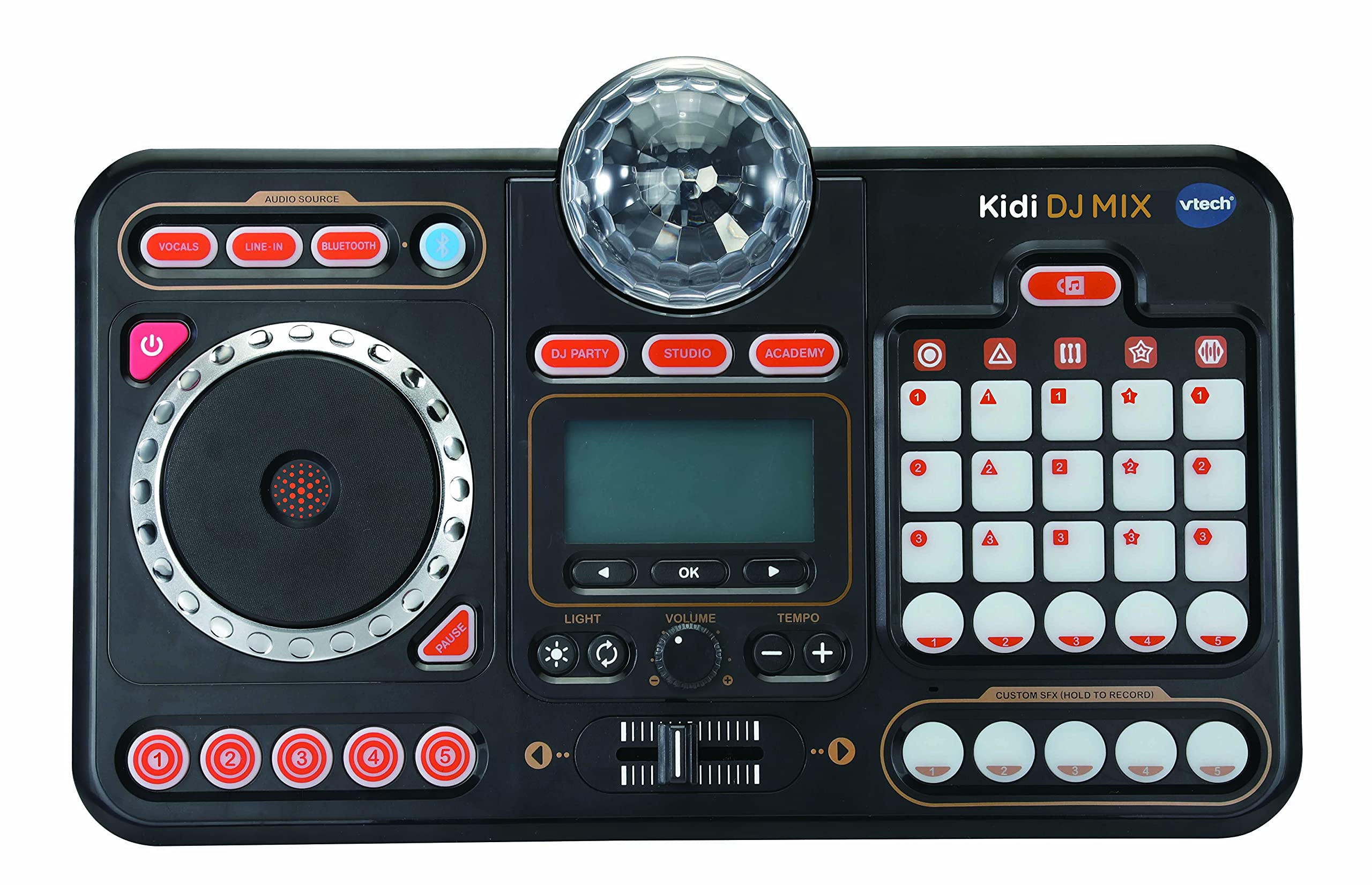 VTech Kidi DJ Mixer - Black Kids DJ Toy with 15 Songs, 4 Music Styles, LED Lights & Sound Effects | Educational & Interactive Musical Toy for Boys & Girls Ages 6+ (10.4