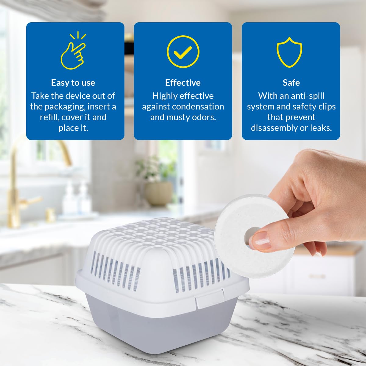 HUMYDRY® - 2 Pack Smart Dehumidifiers with 4 Moisture Absorbing Tablets (15.9 oz) - Fragrance Free - Prevents Dampness & Mold - Perfect for Closets, Basements, RVs up to 200 sq.FT