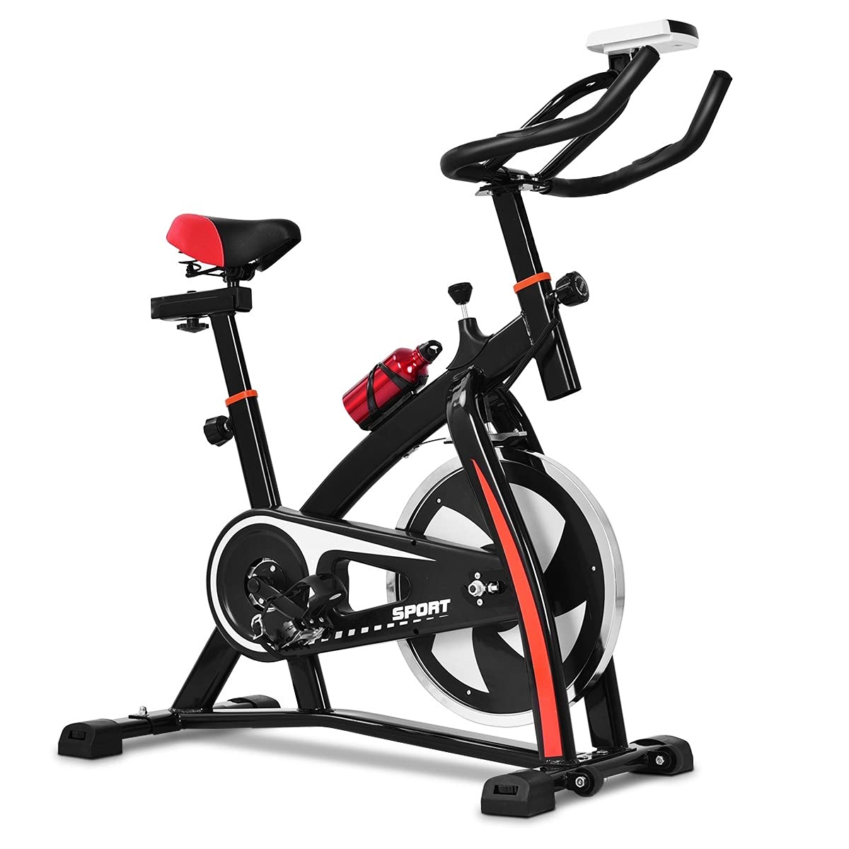 Best Indoor Cycling Bike for Home Workouts - Stationary Exercise Bike with LCD Display, Comfortable Seat Cushion & Water Bottle Holder - Perfect for Cardio Training, Weight Loss & Home Gym Fitness (Black)