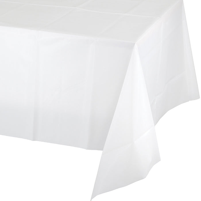 12-Pack Bulk White Plastic Table Covers - Disposable & Value-Friendly - Perfect for Parties, Picnics, and Events