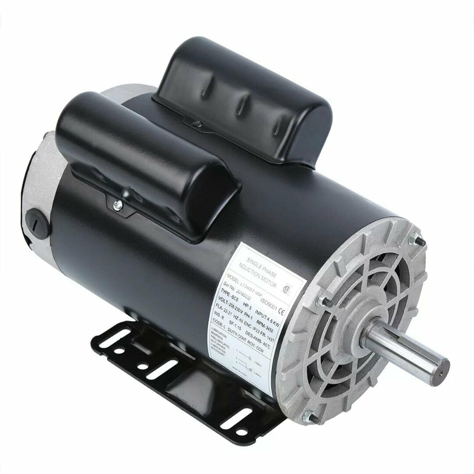 5 HP 1 Phase Air Compressor Motor 208-230V, 4.6kW, 60Hz, 143/5T Frame, 7/8